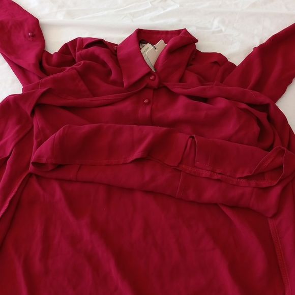 Venessa Collection Red Button Front Cape Tunic - Picture 11 of 16